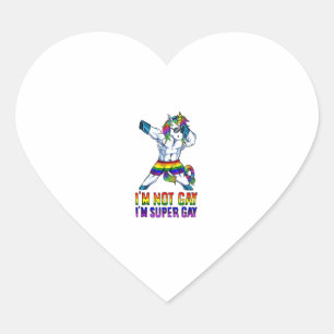 Im Not Gay Im Super Gay LGBT Bodybuilding Unicorn  Heart Sticker