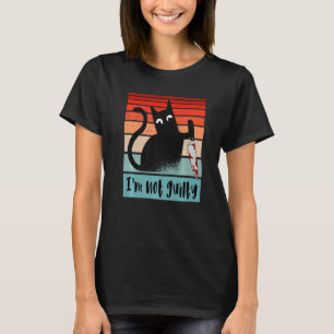 I'm not guilty Innocent Cat with knife Funny Hallo T-Shirt