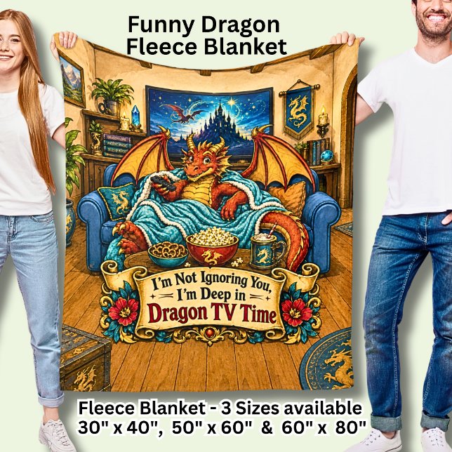 I'm Not Ignoring You, TV Funny Red Dragon  Fleece Blanket (Creator Uploaded)