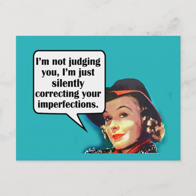 I'm Not Judging You... Retro Woman Postcard (Front)
