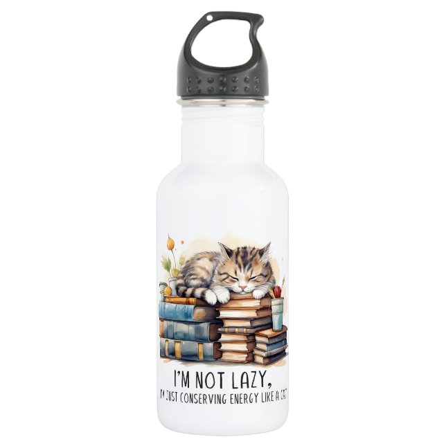 I'm Not Lazy Cute Cat 532 Ml Water Bottle (Front)