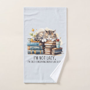 I'm Not Lazy Cute Cat Bath Towel Set