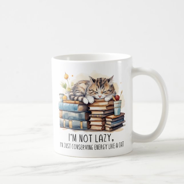 I'm Not Lazy Cute Cat Coffee Mug (Right)