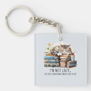 I'm Not Lazy Cute Cat Keychain