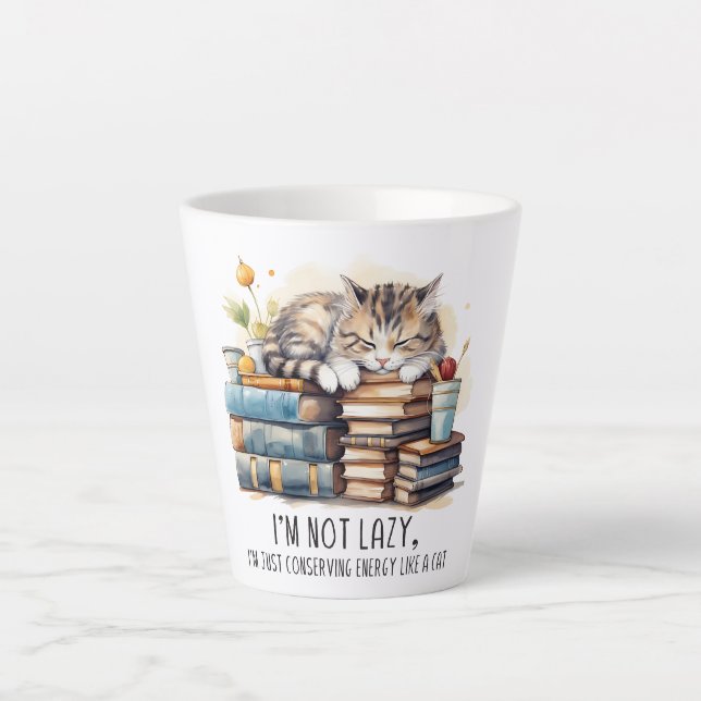 I'm Not Lazy Cute Cat Latte Mug (Front)