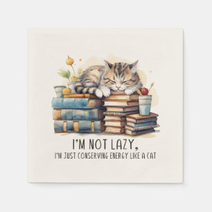 I'm Not Lazy Cute Cat Napkin