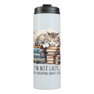 I'm Not Lazy Cute Cat Thermal Tumbler