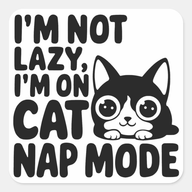 I'm Not Lazy, I'm On Cat Nap Mode Square Sticker (Front)