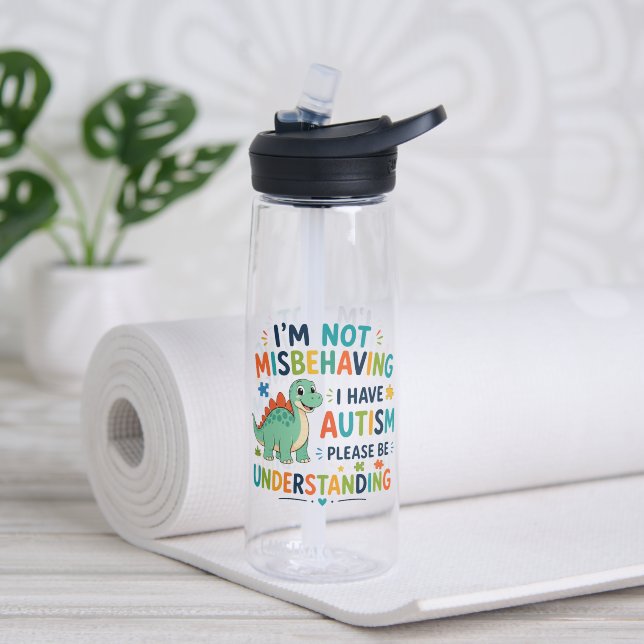 I'm not misbehaving, I have autism Water Bottle (Yoga (Rotated))
