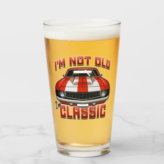 I'm Not Old I'm Classic - Retro Red Muscle Car Glass (Front Filled)