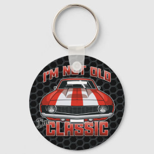 I'm Not Old I'm Classic - Retro Red Muscle Car Keychain