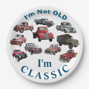 I'm not old, I'm CLASSIC Vintage Vehicles Birthday Paper Plate
