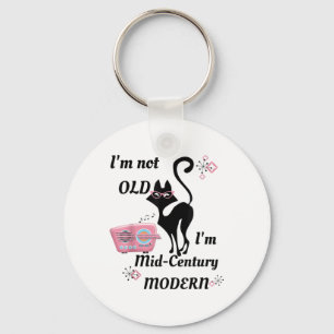 Im Not Old Im Mid-century Modern Retro Cat &amp; R Keychain