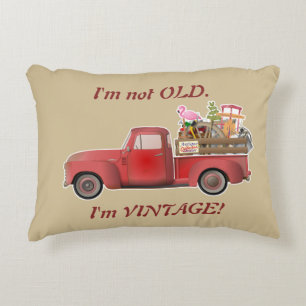 I'm Not Old. I'm Vintage! Little Red Truck Accent Pillow