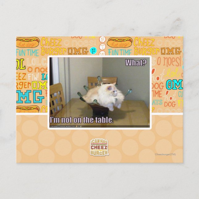 I'm not on the table postcard (Front)