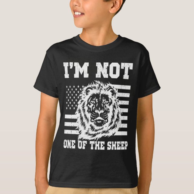 I'm Not One Of The Sheep American Flag Patriotic L T-Shirt (Front)