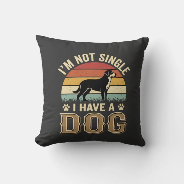 Im Not Single Dog Lover Vintage Throw Pillow (Front)