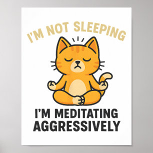Im Not Sleeping Im Meditating Aggressively Cat Yog Poster