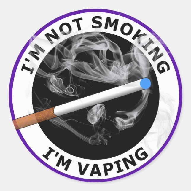I'M NOT SMOKING I'M VAPING CLASSIC ROUND STICKER (Front)
