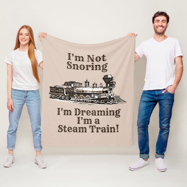 I'm Not Snoring, Dreaming I'm a Steam Train Medium Fleece Blanket (In Situ)