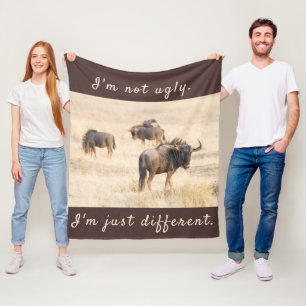 I'm not ugly wildebeest photo with text fleece blanket