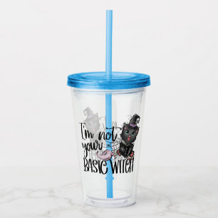 I'm Not Your Basic Witch – Black Cat Acrylic Tumbler