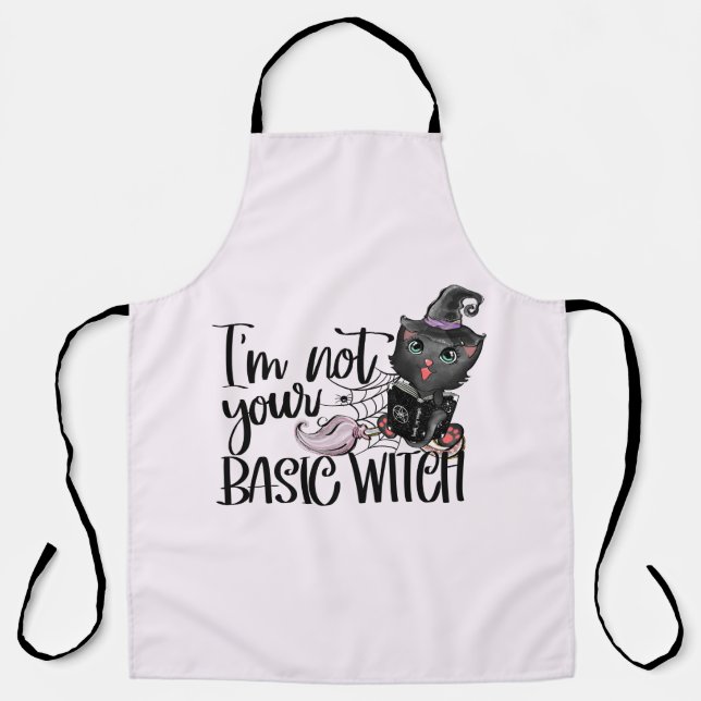 I'm Not Your Basic Witch | Witch Black Cat Apron (Front)