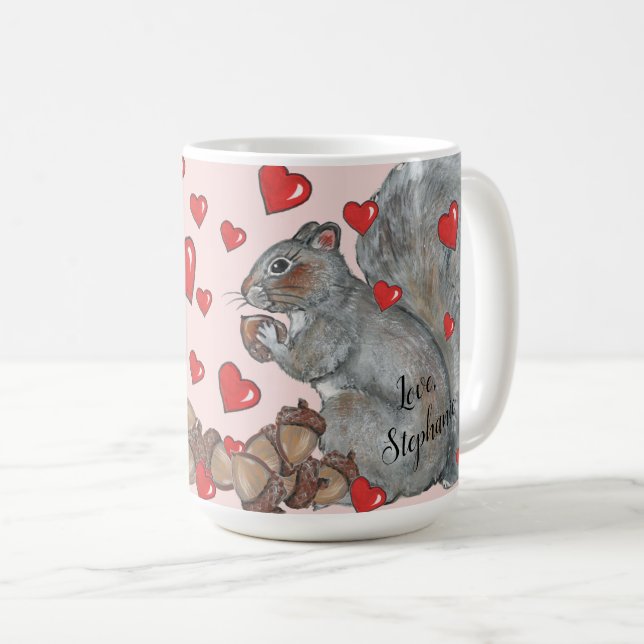 I'm Nuts About You Cute Squirrel Custom Valentine Coffee Mug (Front Right)