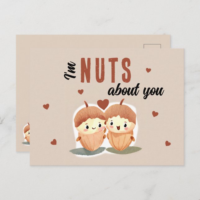 I'm Nuts about you Funny Cute Valentine's Day  Holiday Postcard (Front/Back)