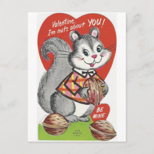 "I'm Nuts About You" Valentine Holiday Postcard