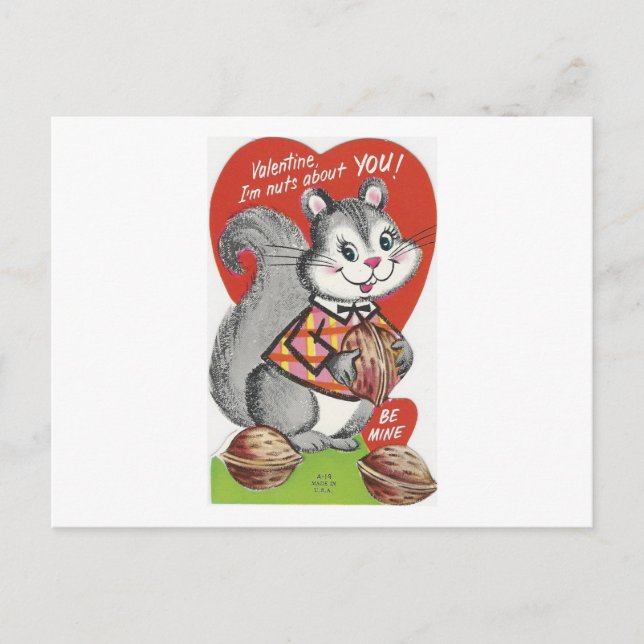 "I'm Nuts About You" Valentine Holiday Postcard (Front)