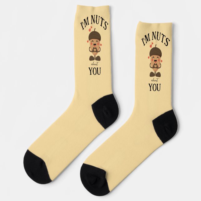 I'm Nuts about you Valentine simple funny hearts Socks (Left)