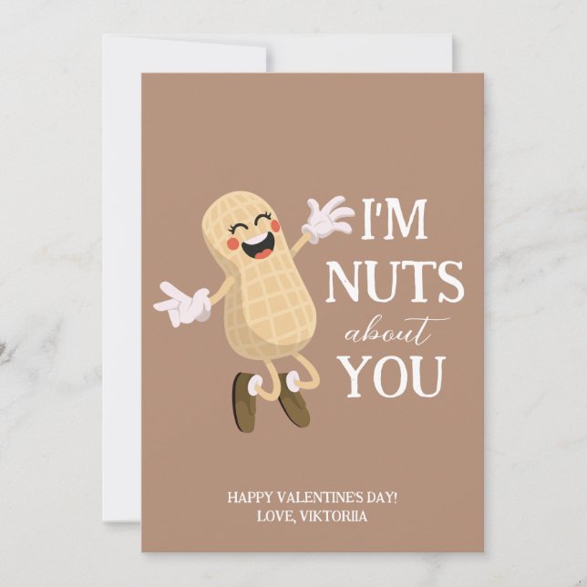 i'm nuts about you Valentine's peanuts humour Holiday Card (Front)