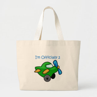 I'm Officially 2, Jet Plane Large Tote Bag