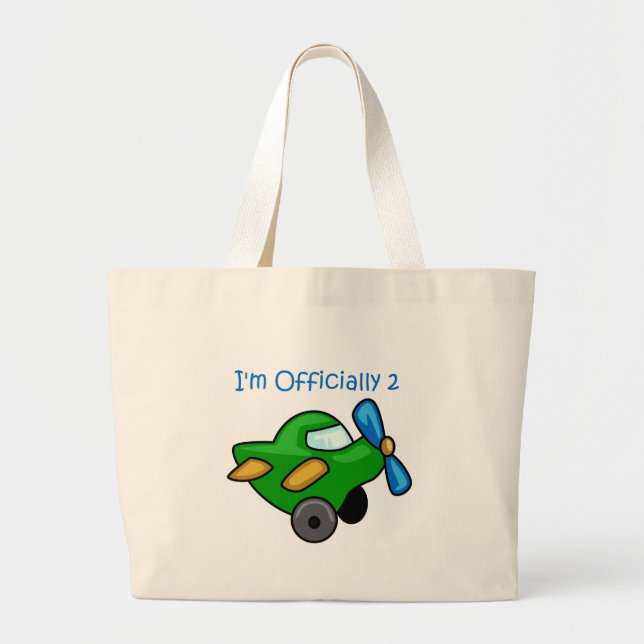 I'm Officially 2, Jet Plane Large Tote Bag (Front)