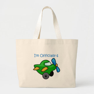 I'm Officially 6, Jet Plane Large Tote Bag