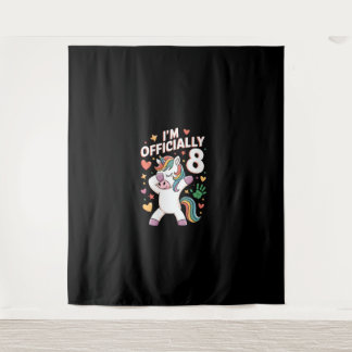 I'm Officially 8 Unicorn Dabbing 8th Birthday Girl Tapestry