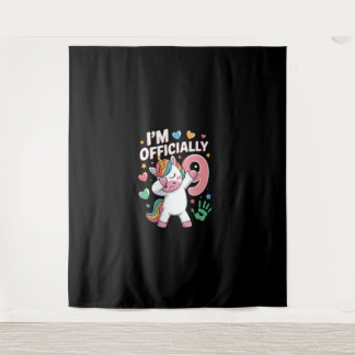 I'm Officially 9 Unicorn Dabbing 9th Birthday Girl Tapestry