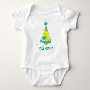 I'M ONE Baby's First 1st Birthday Bday Party Hat Baby Bodysuit