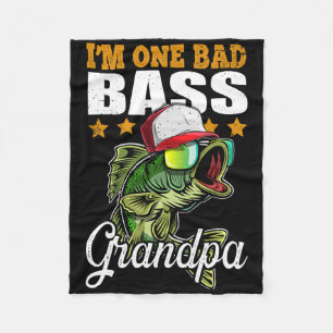 I'm One Bad B Grandpa B Fishing Father's Day Gift  Fleece Blanket