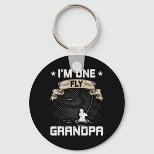 I'm One Fly Grandpa Fly Fishing Grandpa Keychain