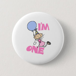 I'm One Stick Figure Girl Birthday 2 Inch Round Button