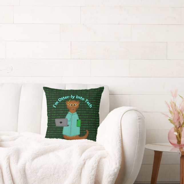 I'm Otter-ly Into Tech Throw Pillow (Couch)