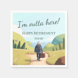 I'm Outta Here Retirement Party Retro Napkin