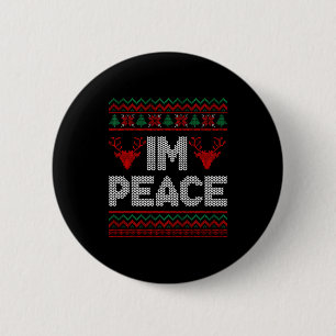 I'm Peace Couple Matching Christmas Ugly Sweater 2 Inch Round Button