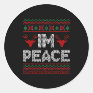 I'm Peace Couple Matching Christmas Ugly Sweater Classic Round Sticker