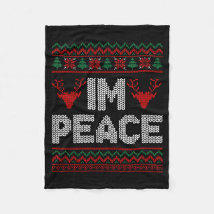 I'm Peace Couple Matching Christmas Ugly Sweater Fleece Blanket