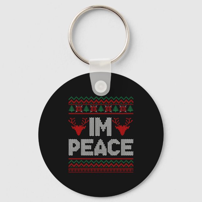I'm Peace Couple Matching Christmas Ugly Sweater  Keychain (Front)