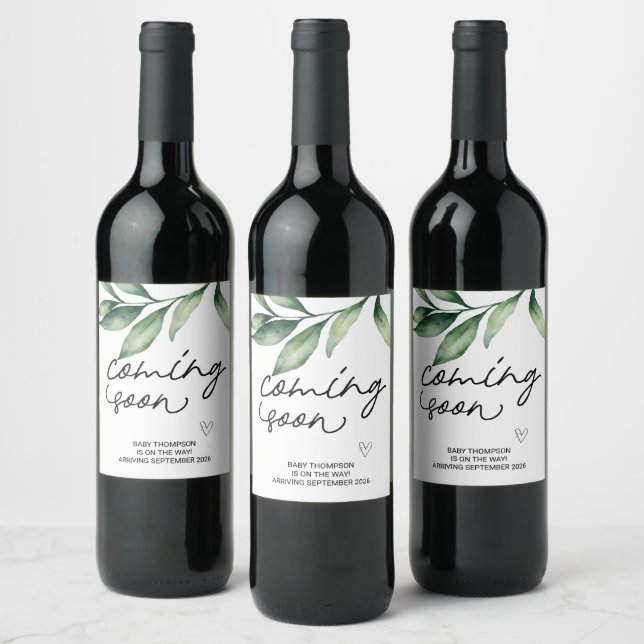 I'm Pregnant New Baby Pregnancy Announcement Mom W Wine Label (Bottles)