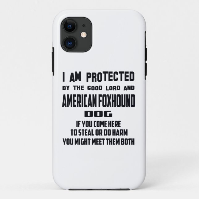 I'm protected by good lord and American Foxhound d Case-Mate iPhone Case (Back)